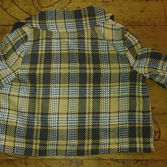COPY - R.Q.T. Women's Yellow Plaid Jacket Blazer Acrylic/Wool Large 90's vinta… - Picture 3 of 3